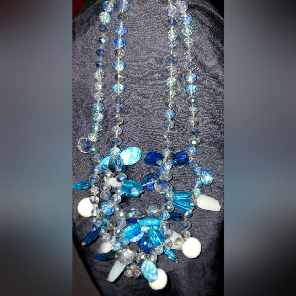 Teal multi strand necklace